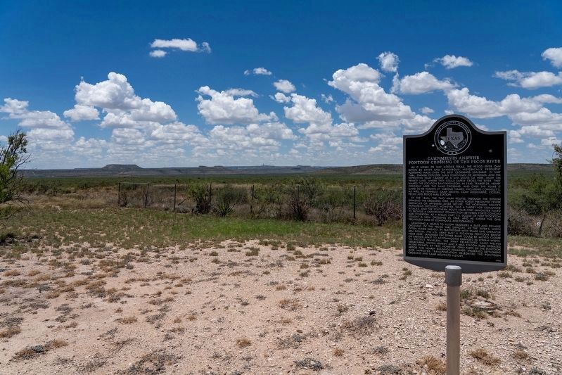 Camp Melvin and the Pontoon Crossing of the Pecos River Marker. Click for full size. Camp Melvin and the Pontoon Crossing of the Pecos River Marker image. Click for full size.