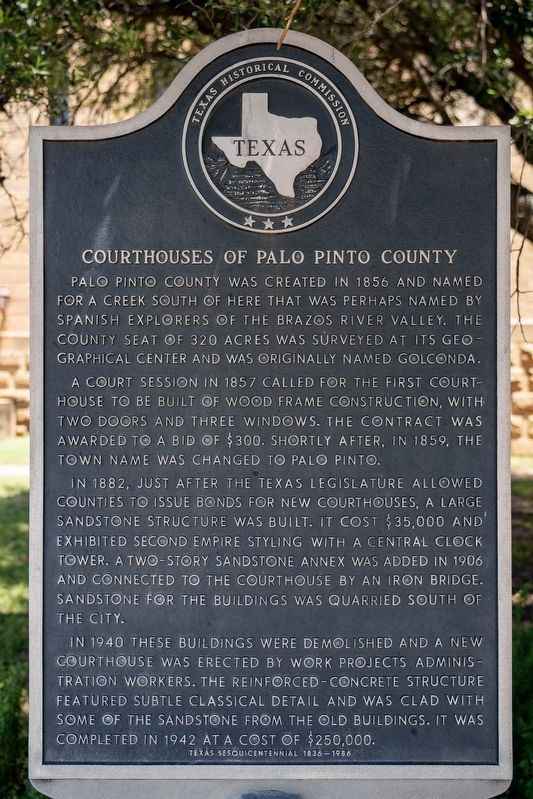 Courthouses of Palo Pinto County Marker. Click for full size. Courthouses of Palo Pinto County Marker image. Click for full size.