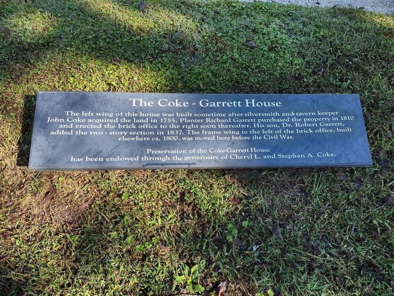 The Coke-Garrett House Marker. Click for full size. The Coke-Garrett House Marker image. Click for full size.