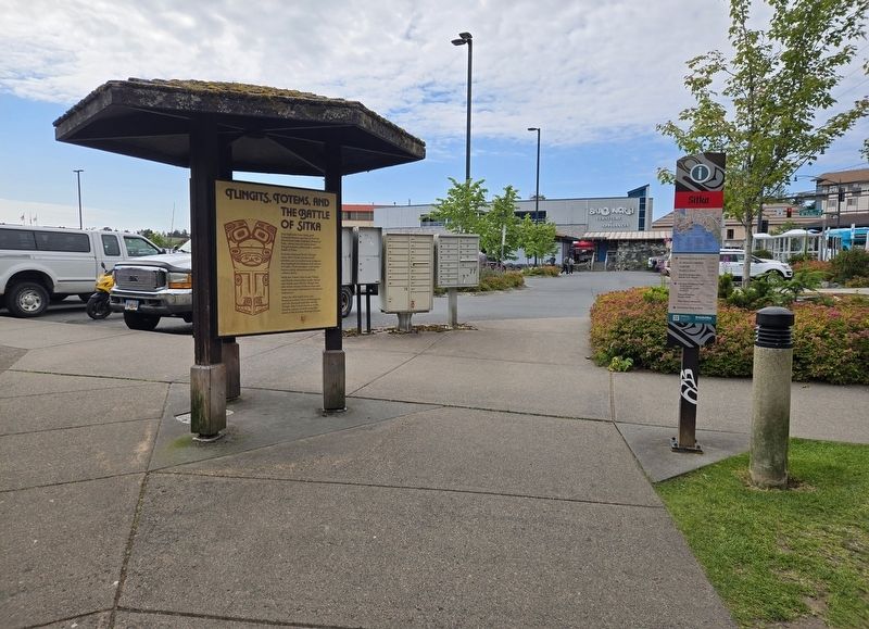 Tlingits, Totems, and the Battle of Sitka Marker. Click for full size. Tlingits, Totems, and the Battle of Sitka Marker image. Click for full size.
