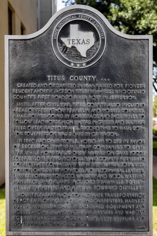 Titus County <small>C.S.A.</small> Marker. Click for full size. Titus County <small>C.S.A.</small> Marker image. Click for full size.