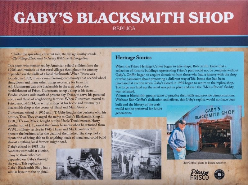 Gaby’s Blacksmith Shop Marker. Click for full size. Gaby’s Blacksmith Shop Marker image. Click for full size.