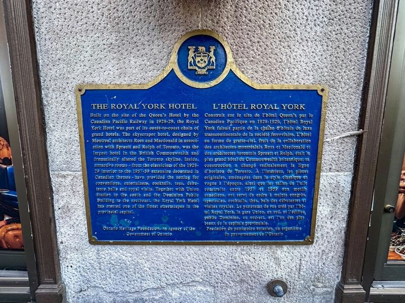 The Royal York Hotel Marker. Click for full size. The Royal York Hotel Marker image. Click for full size.