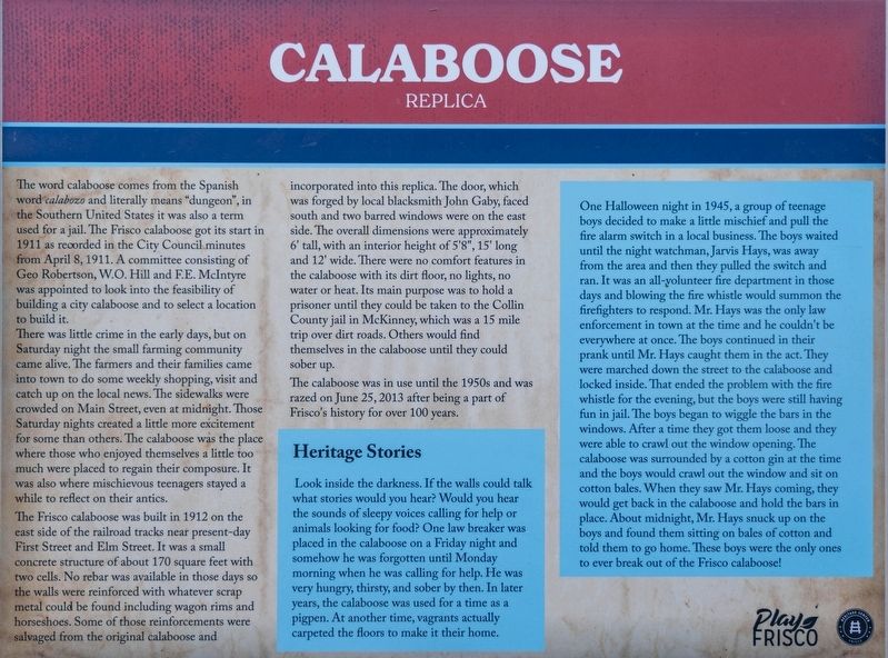 Calaboose Marker. Click for full size. Calaboose Marker image. Click for full size.