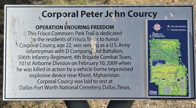 Corporal Peter John Courcy Marker. Click for full size. Corporal Peter John Courcy Marker image. Click for full size.
