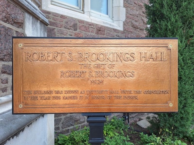 Robert S. Brookings Hall Marker. Click for full size. Robert S. Brookings Hall Marker image. Click for full size.
