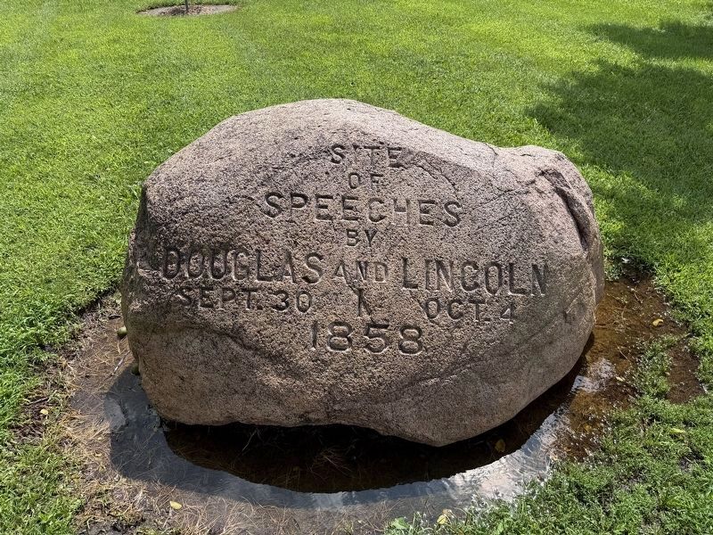 Site of Speeches by Douglas and Lincoln Marker. Click for full size. Site of Speeches by Douglas and Lincoln Marker image. Click for full size.