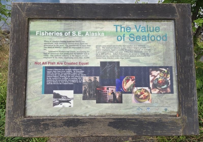 Fisheries of S.E. Alaska Marker. Click for full size. Fisheries of S.E. Alaska Marker image. Click for full size.