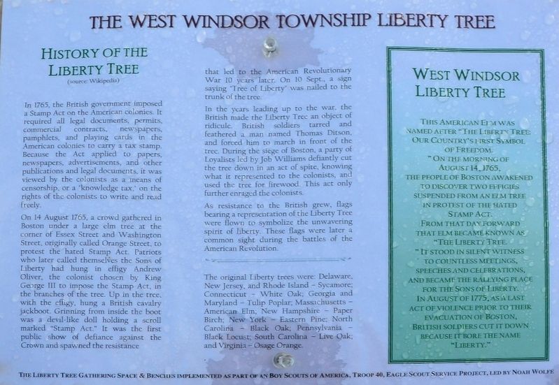 West Windsor Township Liberty Tree Marker image. Click for full size.