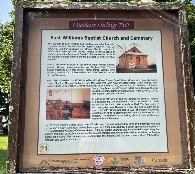 East Williams Baptist Church and Cemetery Marker image. Click for full size.