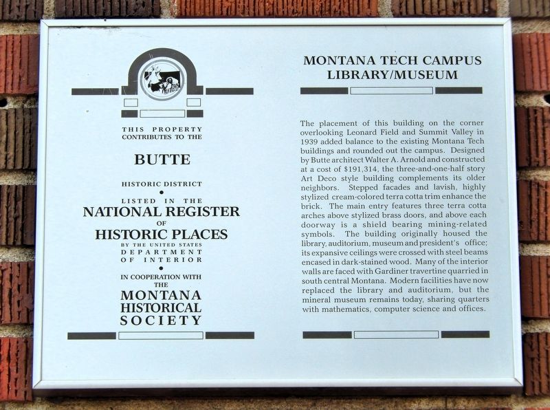 Montana Tech Campus Library/Museum Marker image. Click for full size.