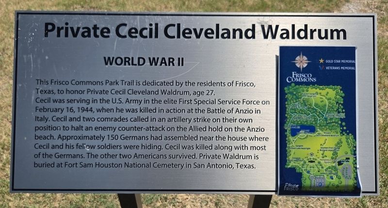 Private Cecil Cleveland Waldrum Marker. Click for full size. Private Cecil Cleveland Waldrum Marker image. Click for full size.