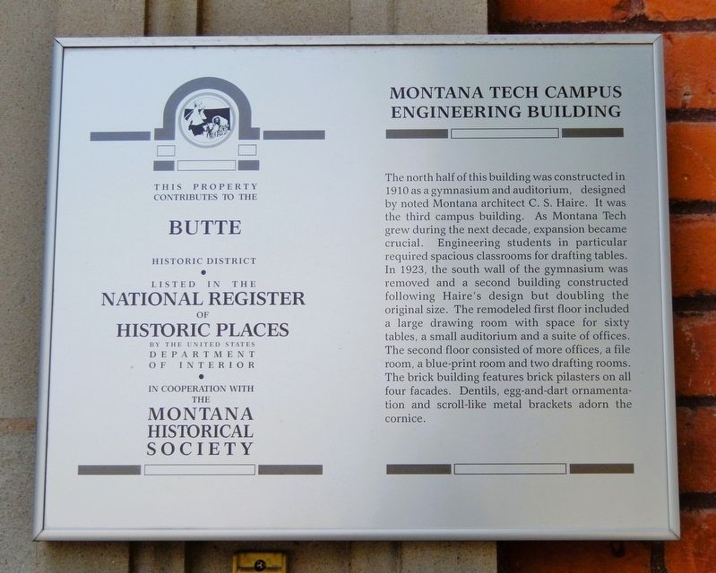 Montana Tech Campus Engineering Building Marker image. Click for full size.