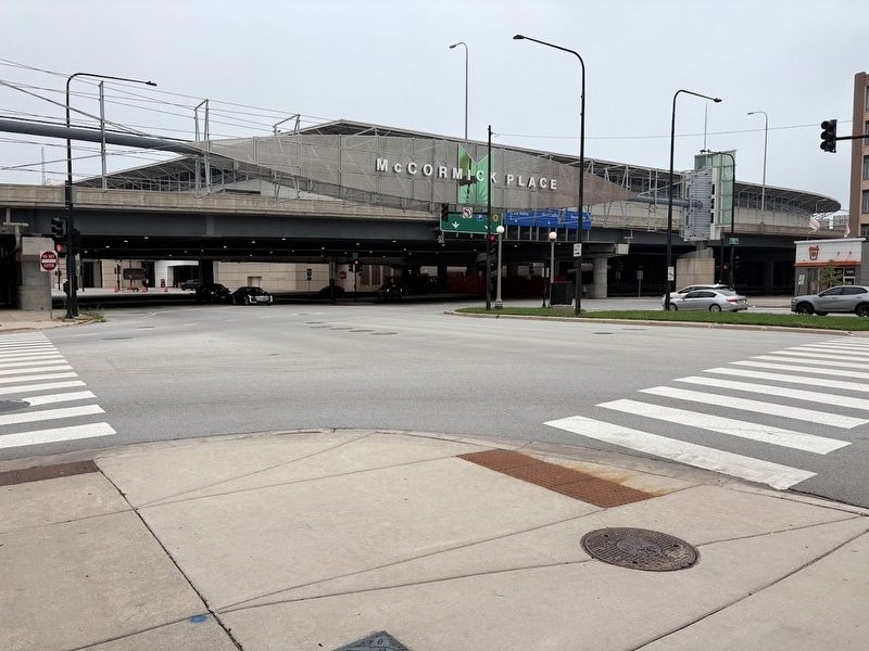 St. Claire Drake / Horace R. Clayton Marker near the McCormick Place gateway at I-55 image. Click for full size.