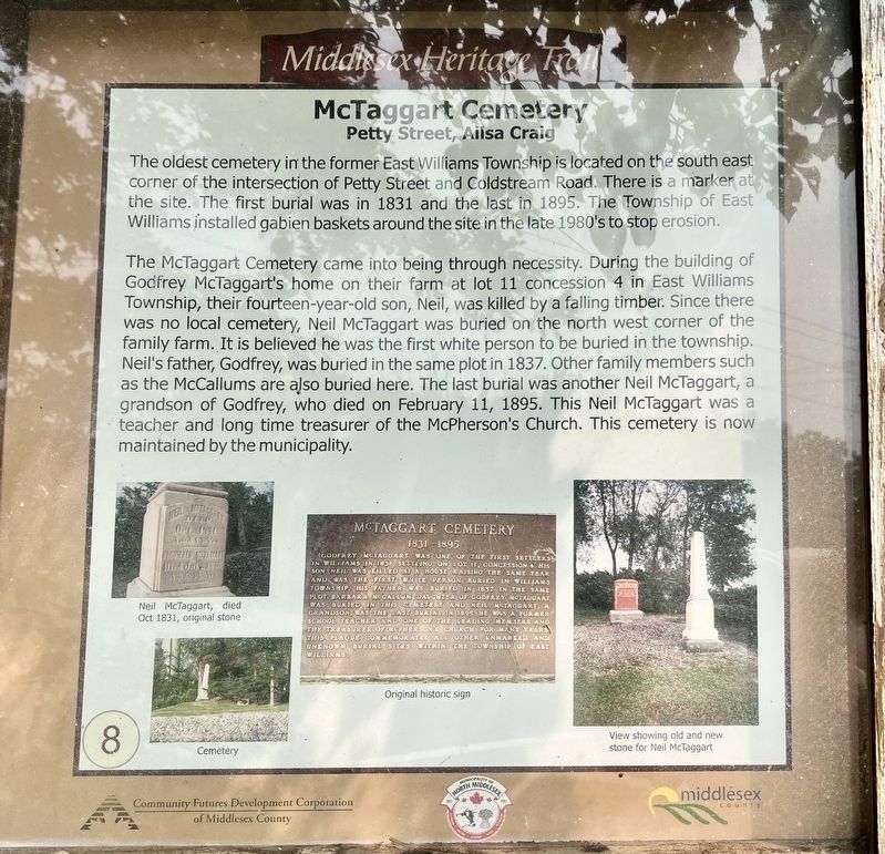 McTaggart Cemetery Marker. Click for full size. McTaggart Cemetery Marker image. Click for full size.