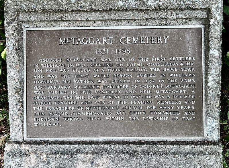 McTaggart Cemetery Marker. Click for full size. McTaggart Cemetery Marker image. Click for full size.