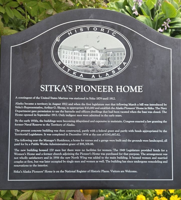 Sitka's Pioneer Home Marker. Click for full size. Sitka's Pioneer Home Marker image. Click for full size.