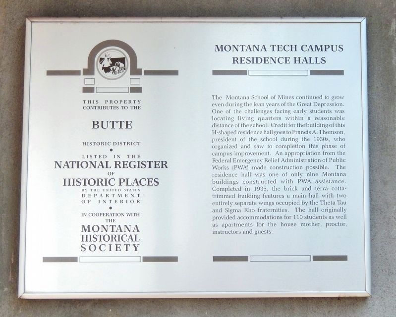 Montana Tech Campus Residence Halls Marker image. Click for full size.