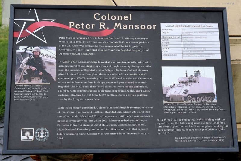 Colonel Peter R. Mansoor Marker image. Click for full size.