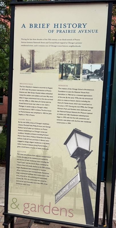 A Brief History of Prairie Avenue Marker. Click for full size. A Brief History of Prairie Avenue Marker image. Click for full size.