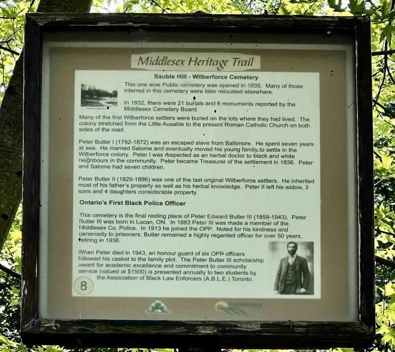 Sauble Hill - Wilberforce Cemetery Marker. Click for full size. Sauble Hill - Wilberforce Cemetery Marker image. Click for full size.