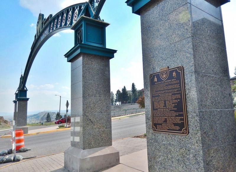 Montana Tech Gateway Arch Marker. Click for full size. Montana Tech Gateway Arch Marker image. Click for full size.