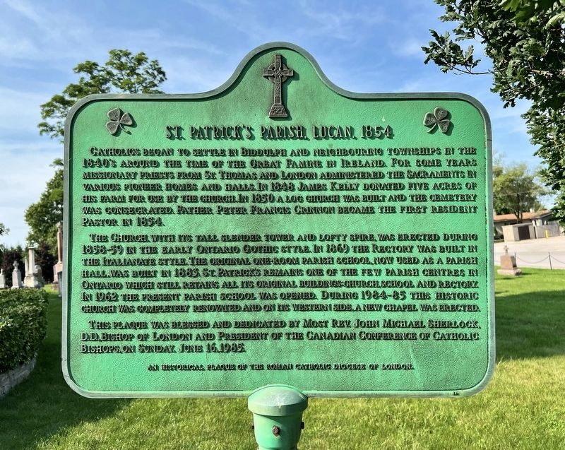 St. Patrick�s Parish, Lucan, 1854 Marker image. Click for full size.