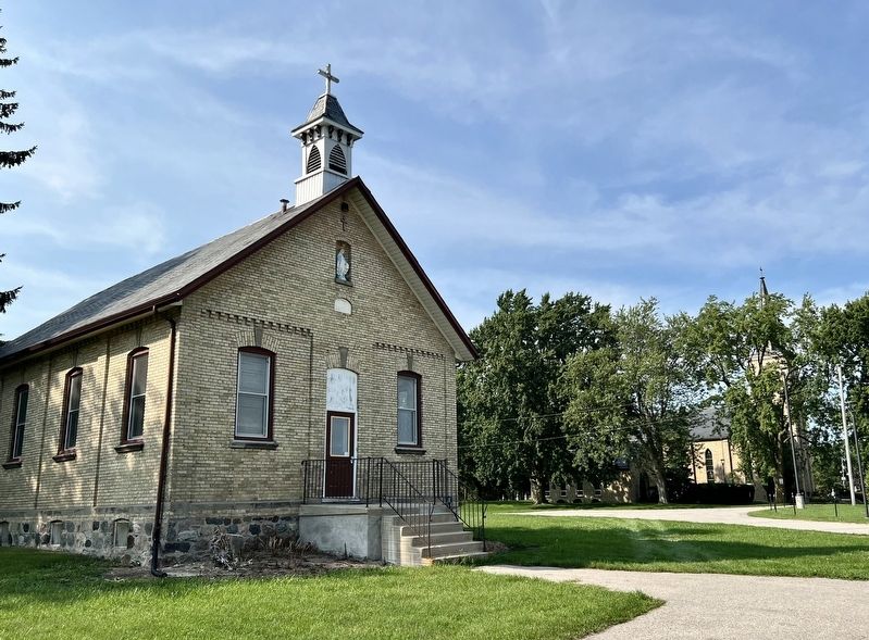 St. Patrick�s School (original) and church in 2026 image. Click for full size.