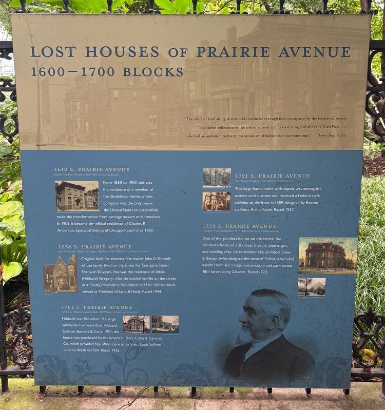 Lost Houses of Prairie Avenue: 1600-1700 Blocks Marker. Click for full size. Lost Houses of Prairie Avenue: 1600-1700 Blocks Marker image. Click for full size.