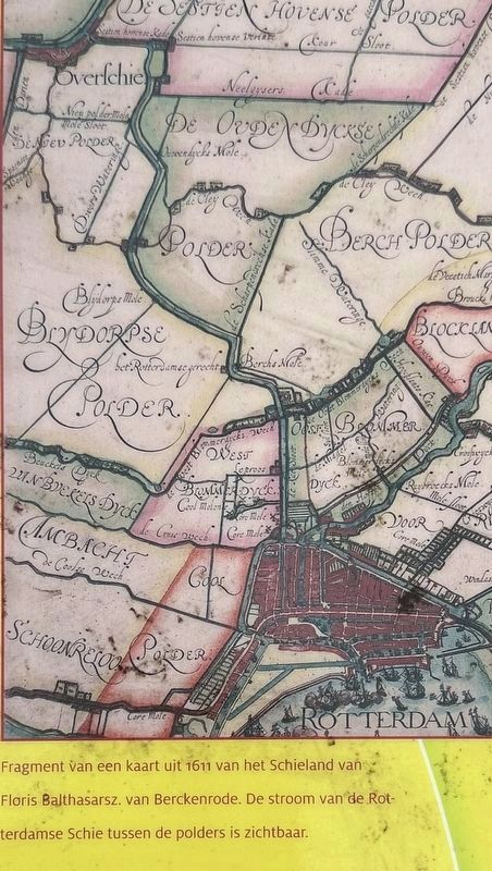 Marker inset map: showing the Berch Polder and course of the Schie (mentioned on the marker). Click for full size. Marker inset map: showing the Berch Polder and course of the Schie (mentioned on the marker) image. Click for full size.