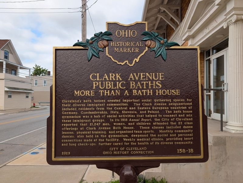 Clark Avenue Public Baths Marker. Click for full size. Clark Avenue Public Baths Marker image. Click for full size.