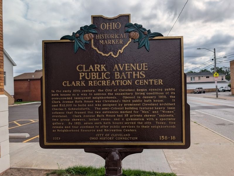 Clark Avenue Public Baths Marker. Click for full size. Clark Avenue Public Baths Marker image. Click for full size.