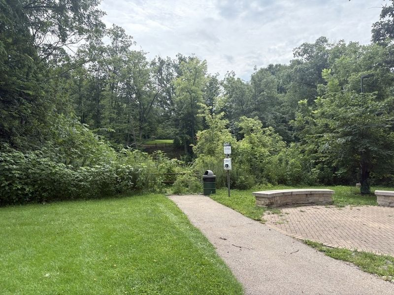 A view of the Scott Settlement site from across the DuPage River's West Branch image. Click for full size.