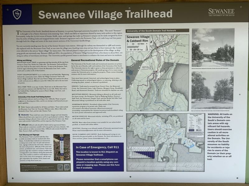 Sewanee Village Trailhead Marker. Click for full size. Sewanee Village Trailhead Marker image. Click for full size.