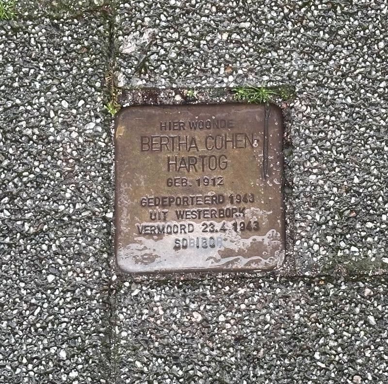 Bertha Cohen-Hartog stolperstein. Click for full size. Bertha Cohen-Hartog stolperstein image. Click for full size.