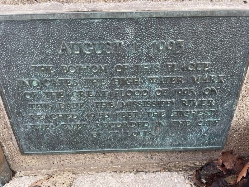 Great Flood of 1993 Marker - alternate on south side of riverfront steps. Click for full size. Great Flood of 1993 Marker - alternate on south side of riverfront steps image. Click for full size.