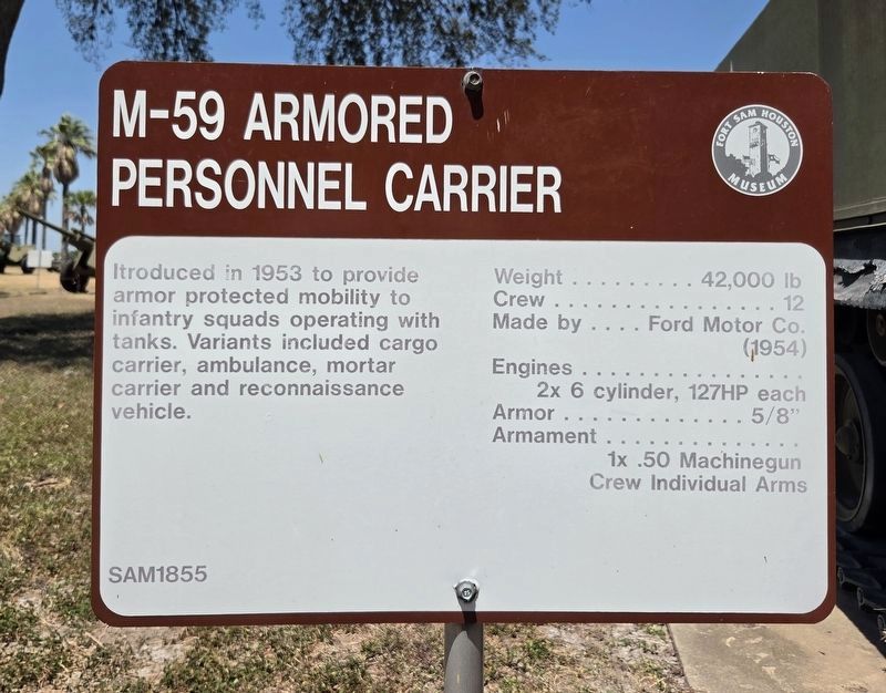 M-59 Armored Personnel Carrier Marker. Click for full size. M-59 Armored Personnel Carrier Marker image. Click for full size.