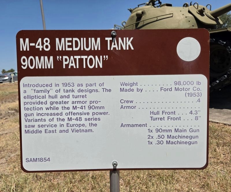 M-48 Medium Tank 90mm "Patton" Marker. Click for full size. M-48 Medium Tank 90mm "Patton" Marker image. Click for full size.