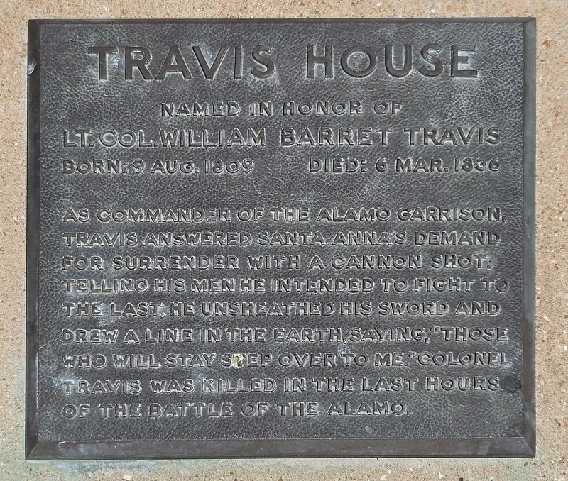 Travis House Marker. Click for full size. Travis House Marker image. Click for full size.