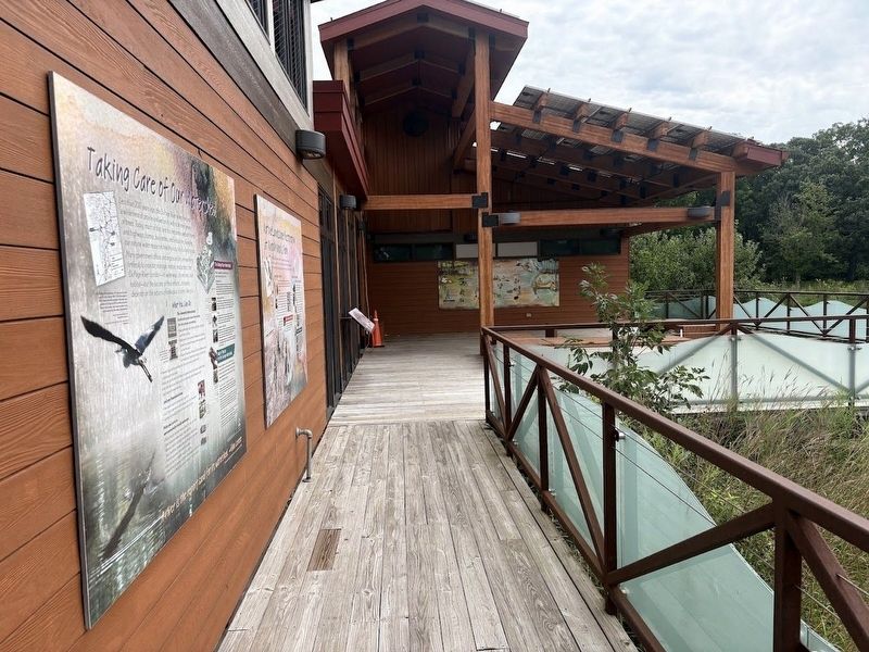Markers on the back deck of the Knoch Knolls Nature Center image. Click for full size.