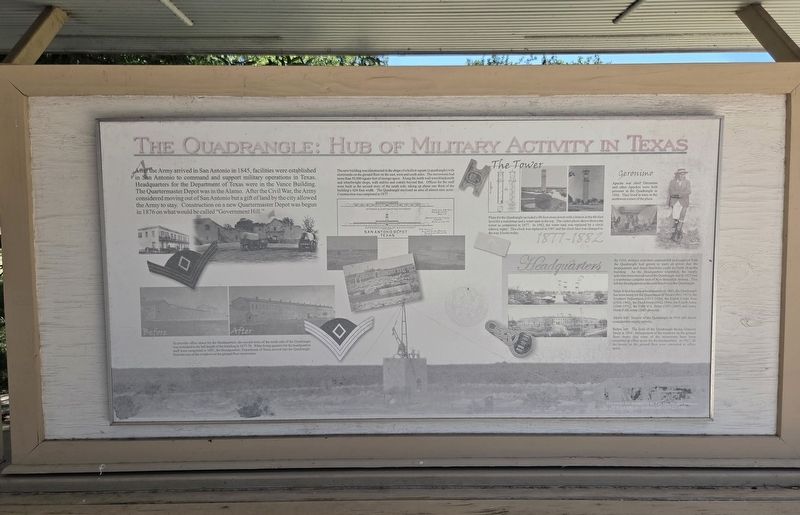 The Quadrangle: Hub of Military Activity in Texas Marker. Click for full size. The Quadrangle: Hub of Military Activity in Texas Marker image. Click for full size.