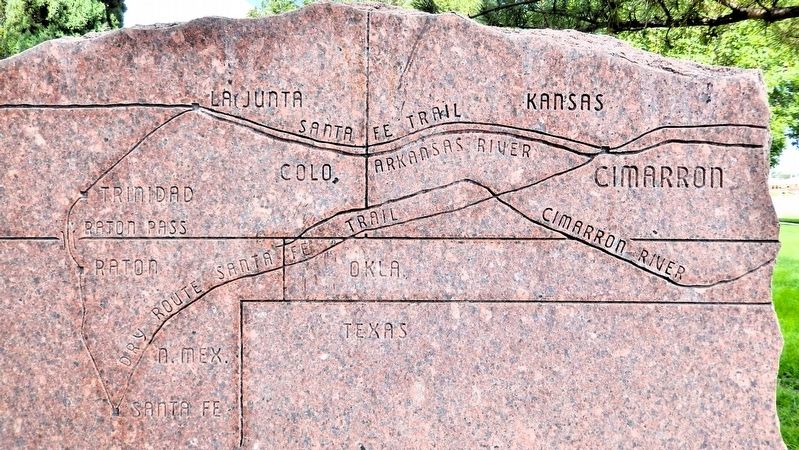 Marker detail: Cimarron Crossing Santa Fe Trail Map. Click for full size. Marker detail: Cimarron Crossing Santa Fe Trail Map image. Click for full size.