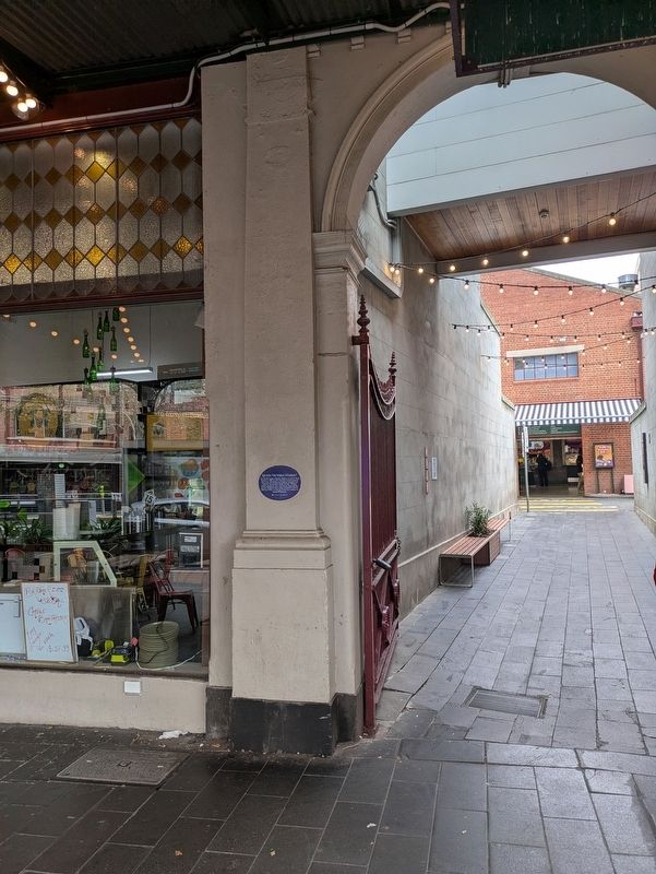 Queen Victoria Market Marker at the old laneway entrance. Click for full size. Queen Victoria Market Marker at the old laneway entrance image. Click for full size.