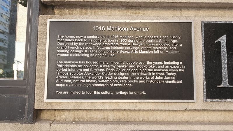 1016 Madison Avenue Marker. Click for full size. 1016 Madison Avenue Marker image. Click for full size.
