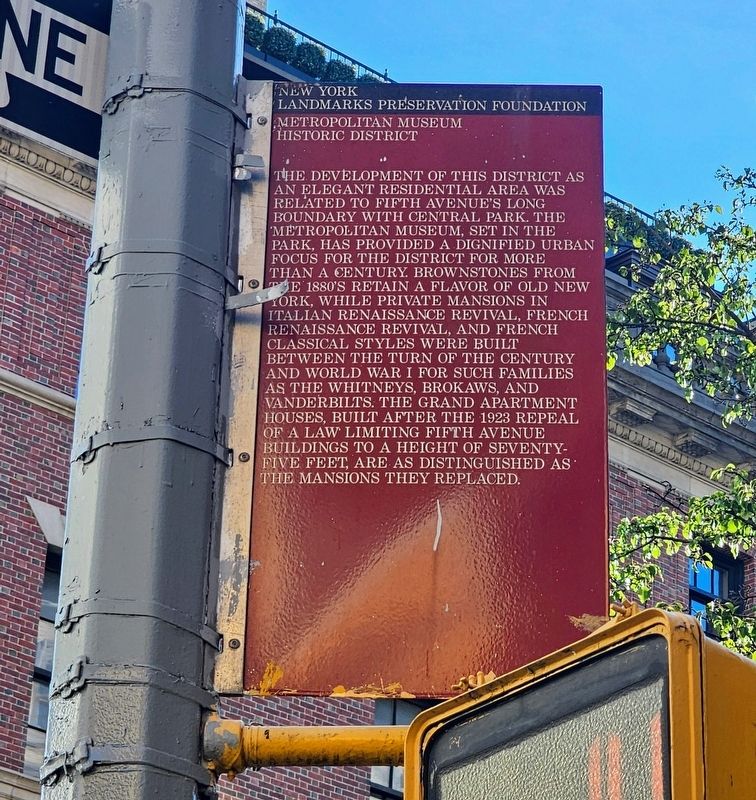 Metropolitan Museum Historic District Marker. Click for full size. Metropolitan Museum Historic District Marker image. Click for full size.