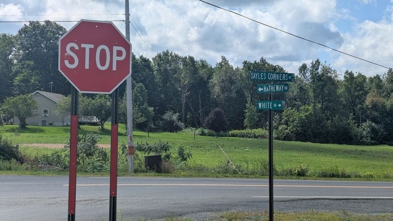 Sayles Corners Marker at the intersection of these roads. Click for full size. Sayles Corners Marker at the intersection of these roads image. Click for full size.