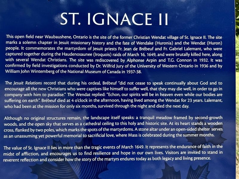 St. Ignace II Marker. Click for full size. St. Ignace II Marker image. Click for full size.