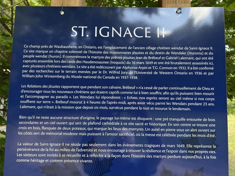 St. Ignace II Marker (français). Click for full size. St. Ignace II Marker (français) image. Click for full size.