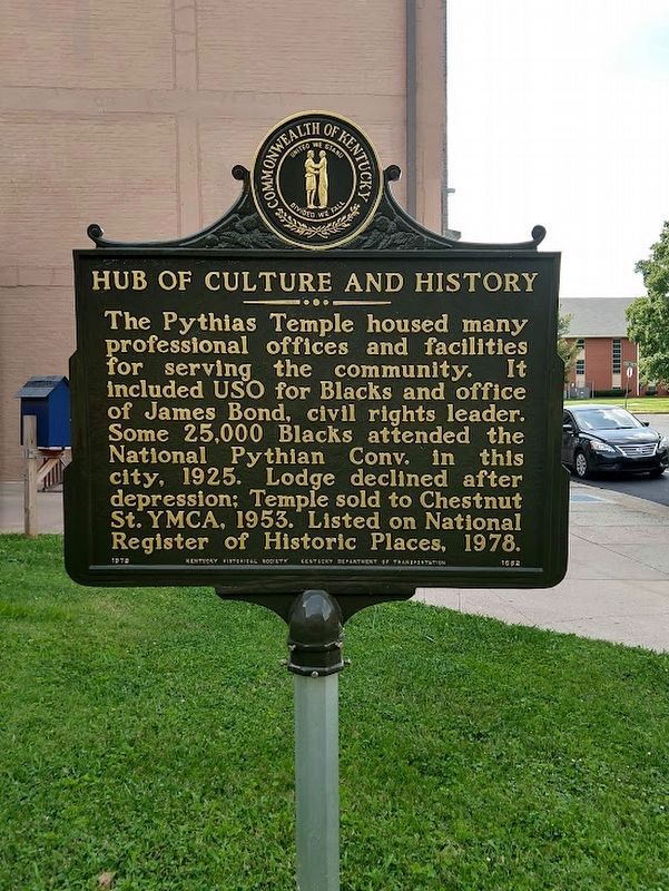 Knights of Pythias Temple / Hub of Culture and History Marker. Click for full size. Knights of Pythias Temple / Hub of Culture and History Marker image. Click for full size.