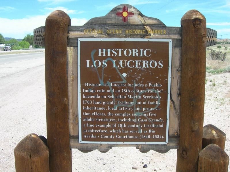 Historic Los Luceros Marker. Click for full size. Historic Los Luceros Marker image. Click for full size.